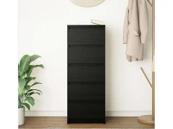 Aparador con cajones roble negro 37,5x35x99cm madera ingeniería