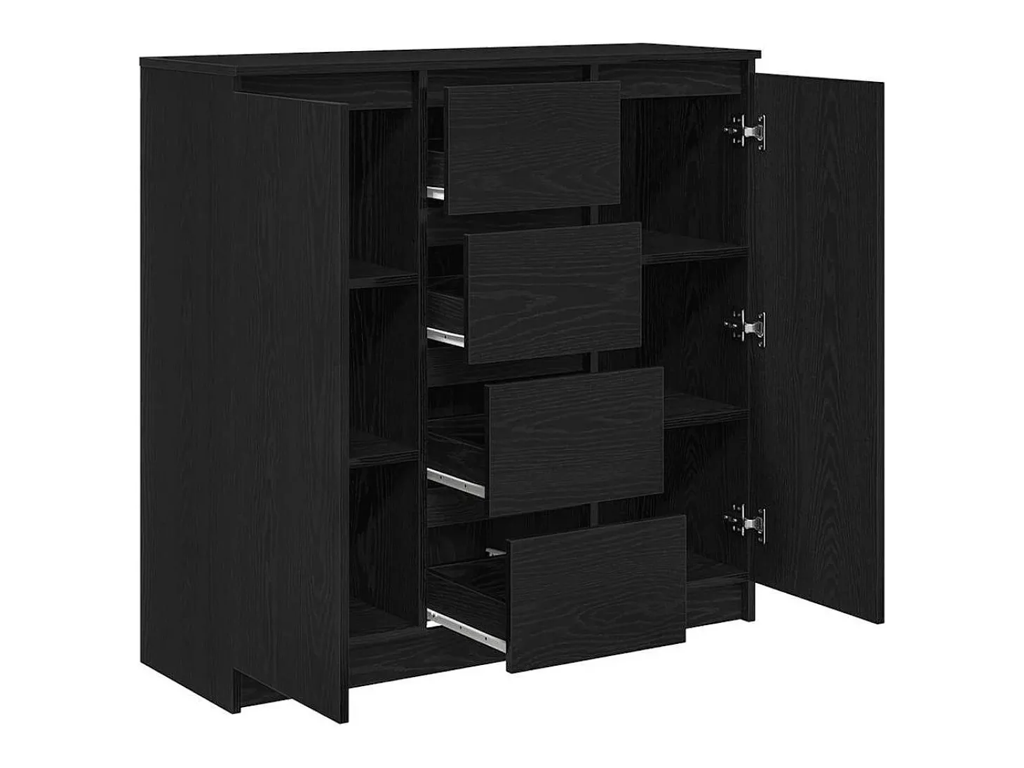 Aparador con cajones roble negro 100,5x35x98,5 cm madera de ingeniería