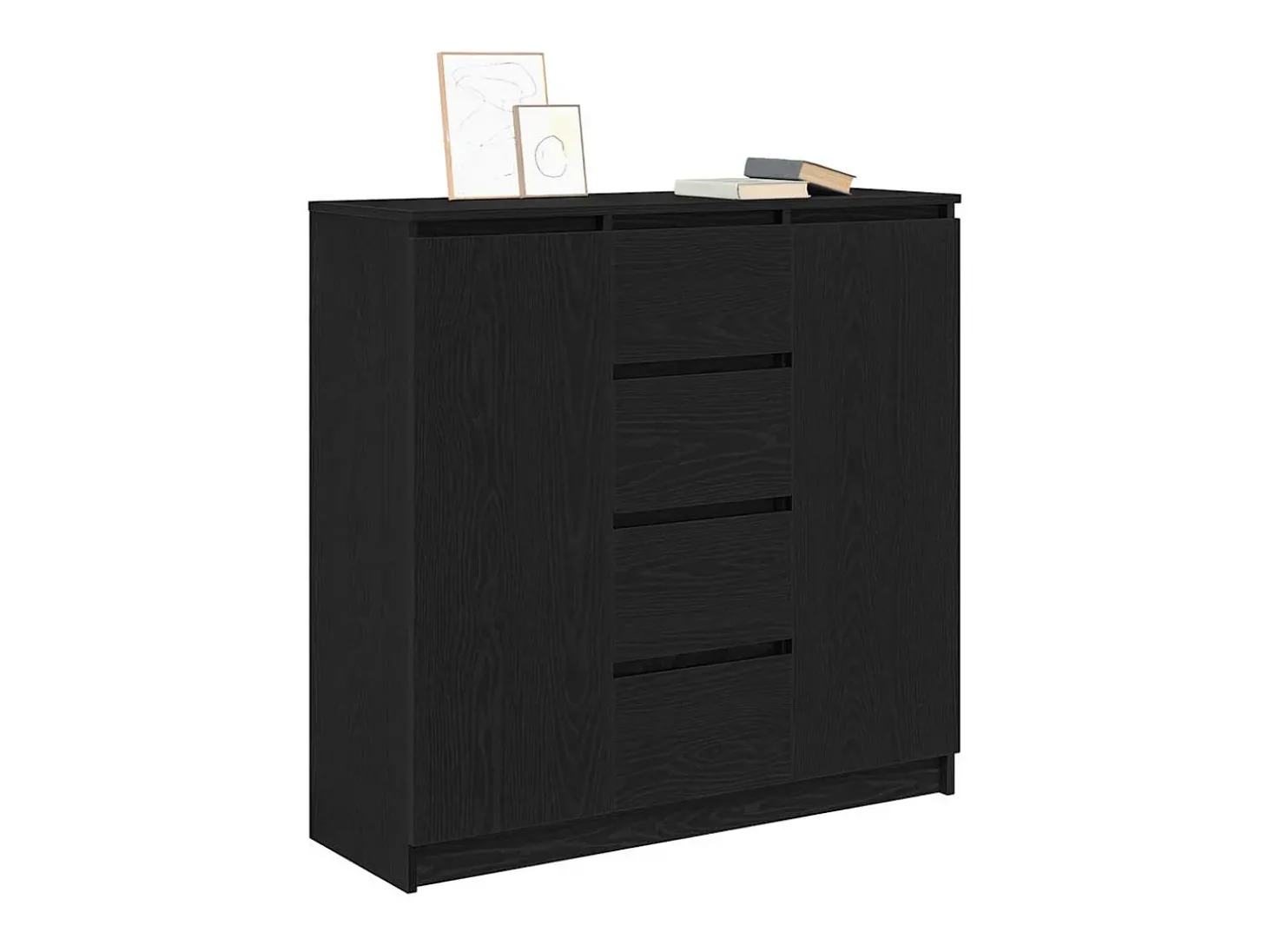 Aparador con cajones roble negro 100,5x35x98,5 cm madera de ingeniería