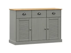 Aparador con cajones VIGO madera maciza pino gris 113x40x75 cm ES48431