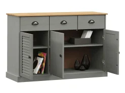 Aparador con cajones VIGO madera maciza pino gris 113x40x75 cm ES48431