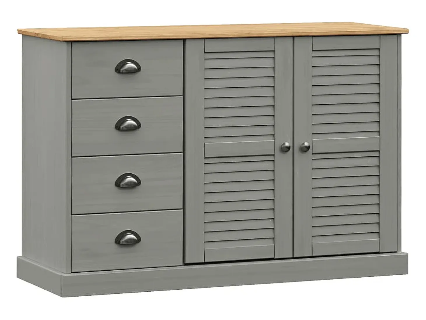 Aparador con cajones VIGO madera maciza pino gris 113x40x75 cm
