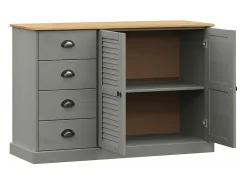 Aparador con cajones VIGO madera maciza pino gris 113x40x75 cm