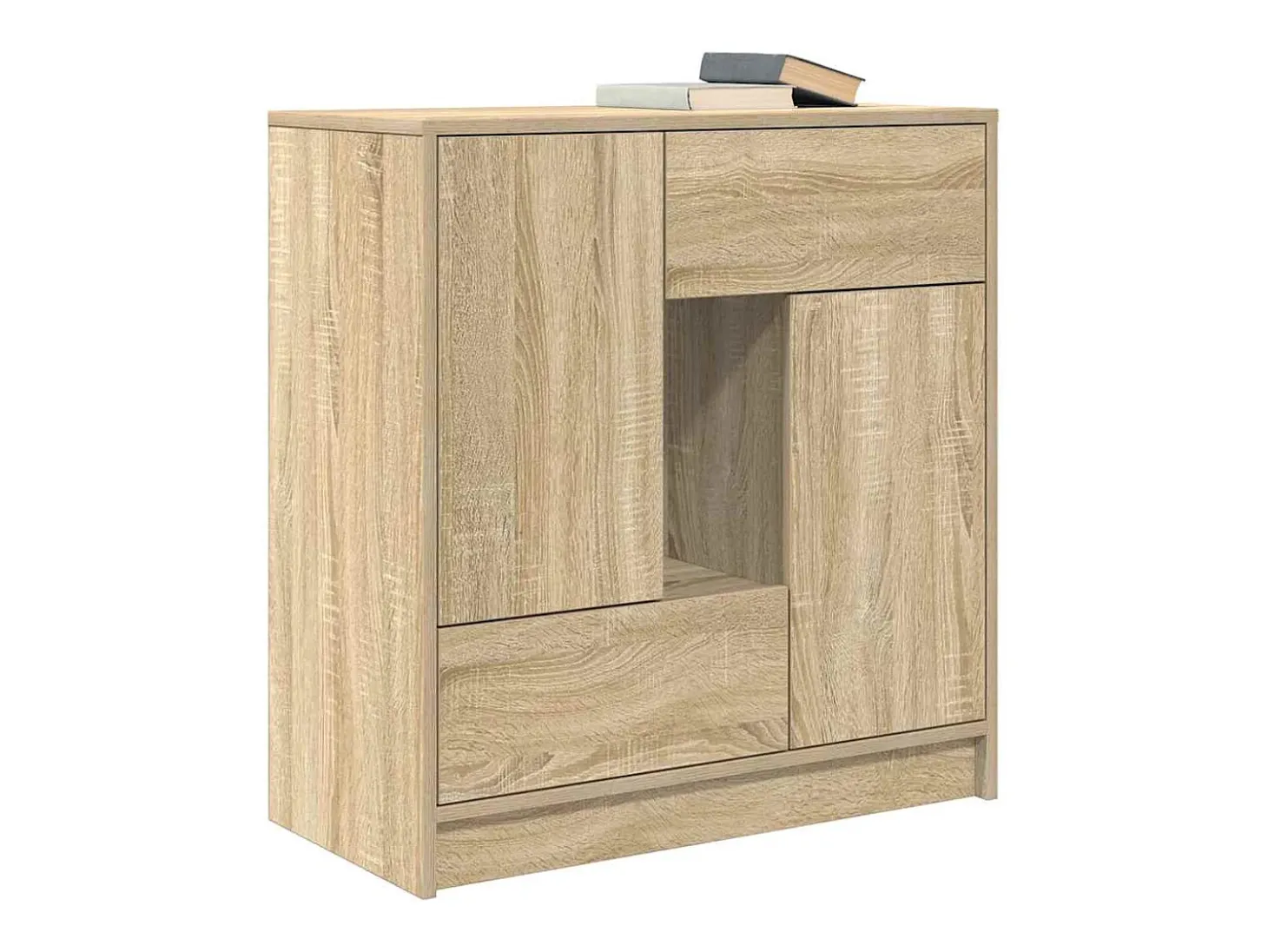 Aparador con cajones y puertas roble Sonoma 70,5x34x74,5 cm