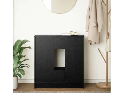 Aparador con cajones y puertas roble negro 70,5x34x74,5 cm