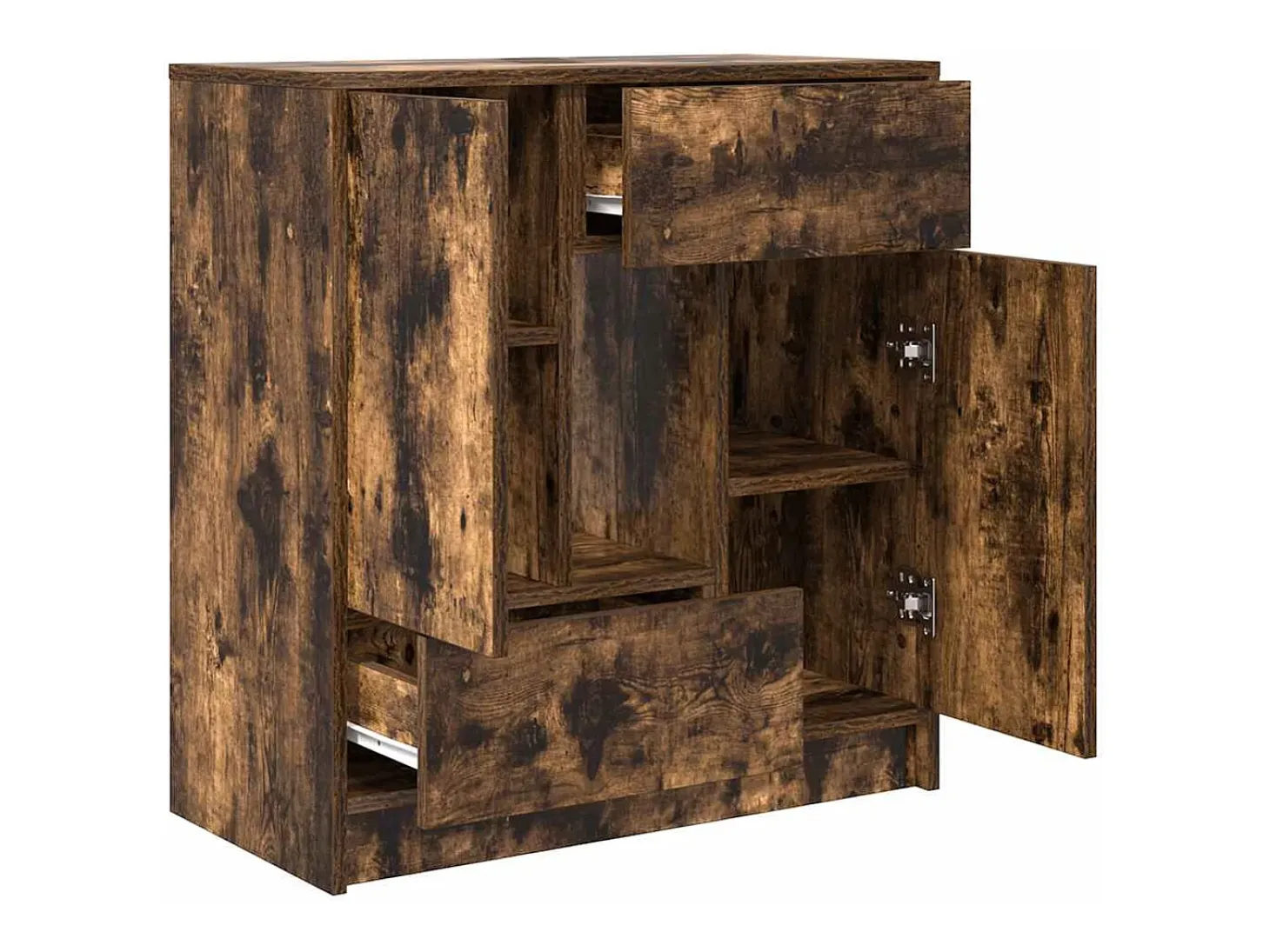 Aparador con cajones y puertas roble ahumado 70,5x34x74,5 cm