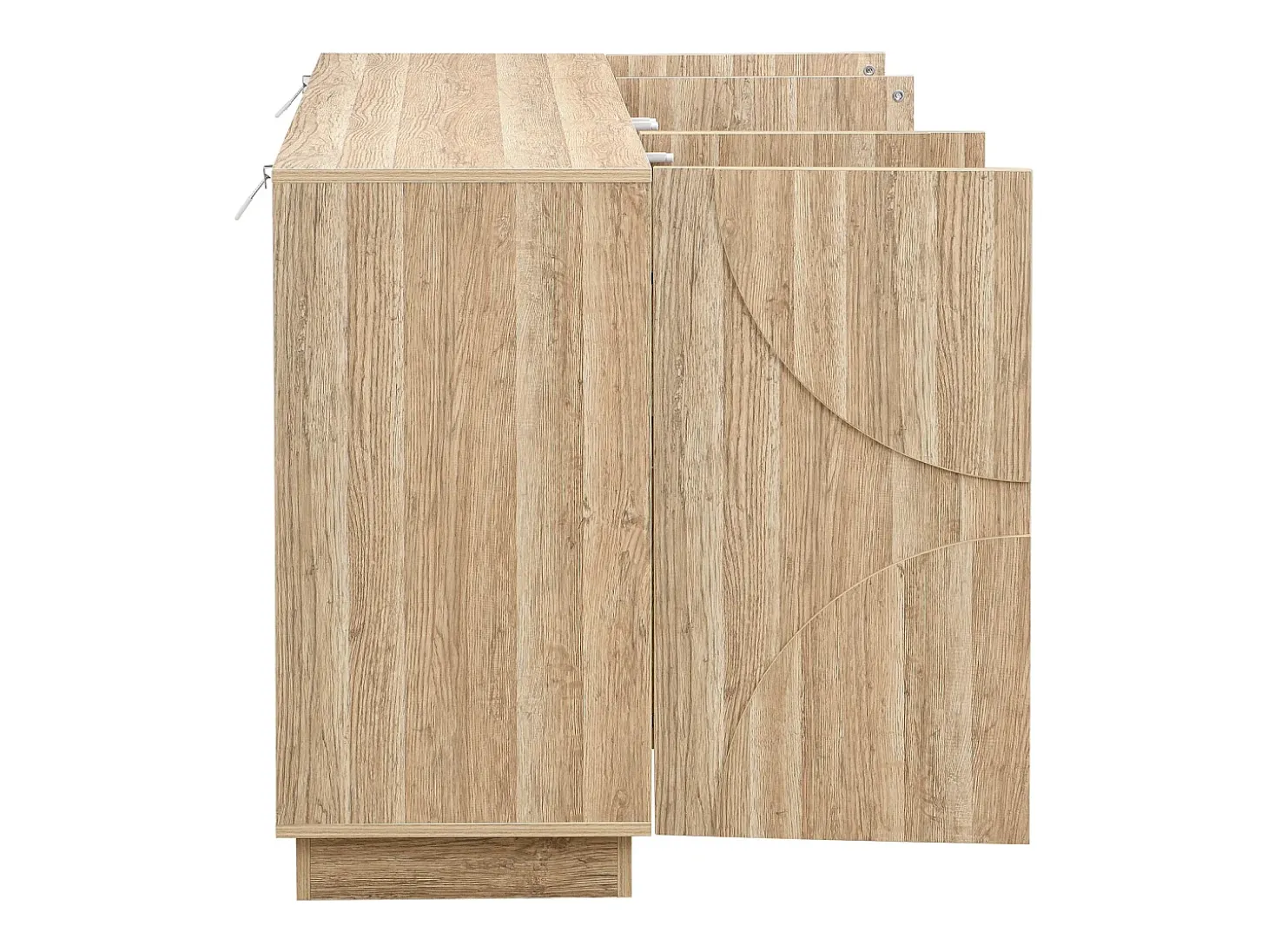 Aparador con estantes, mueble con hamaca, acabado en madera natural, 160 cm de largo x 40 cm de ancho x 80 cm de alto