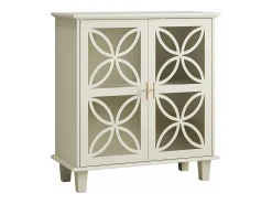 Aparador con estantes regulables - Consola de cocina retro moderna - con dos puertas - Crema