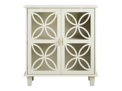 Aparador con estantes regulables - Consola de cocina retro moderna - con dos puertas - Crema