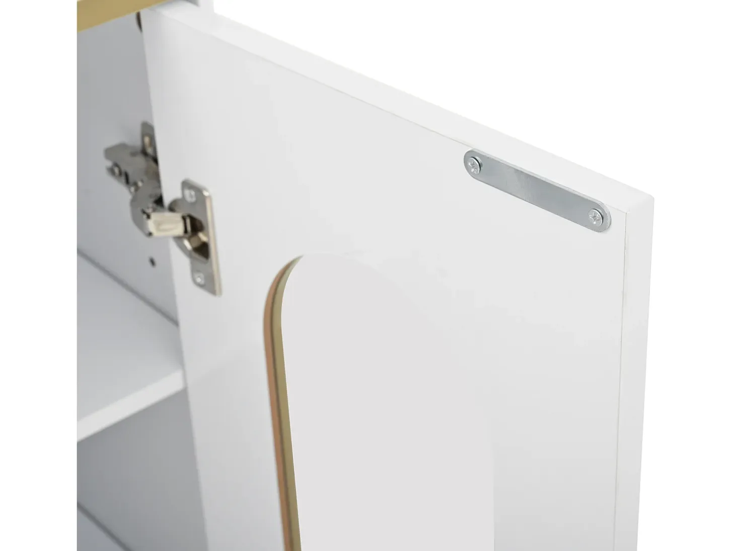 Aparador con frentes de cristal - 120 x 38 x 90 cm - con 2 cajones - Patas regulables - MDF - blanco