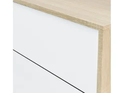 Aparador con gran espacio de almacenamiento en blanco mate y roble canadian 154 cm Lea Blanco Artik (Blanco Mate) - Roble Canadian