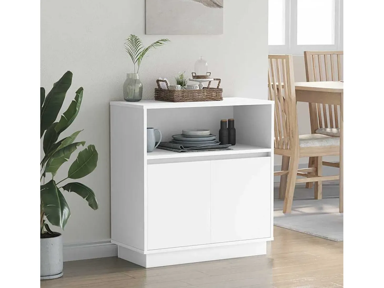 Aparador con LED Blanco 71x34,5x75 cm en Madera Necessary