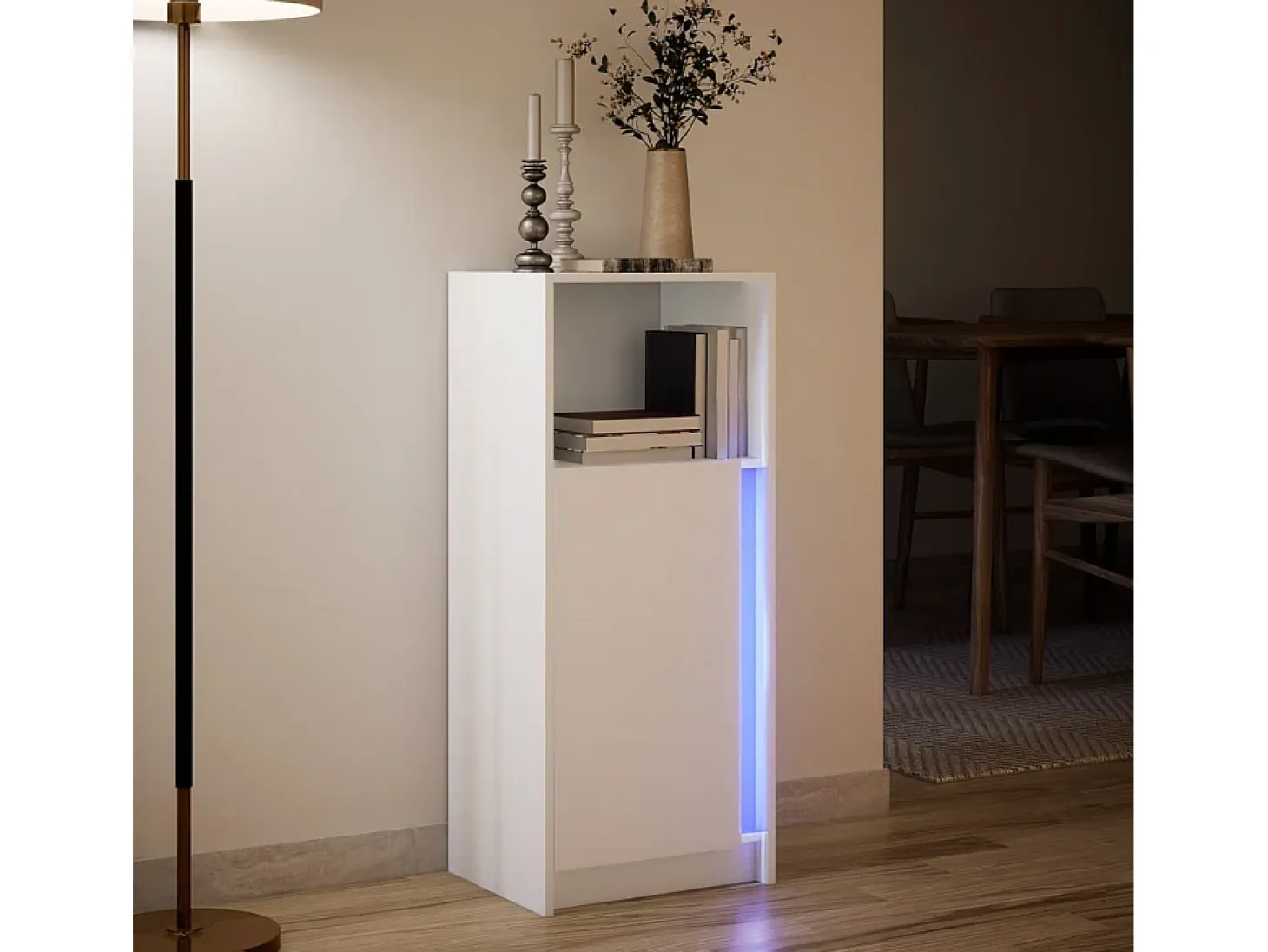 Aparador con LED blanco 42,5x34x100 cm madera de ingeniería