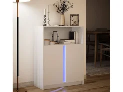 Aparador con LED blanco 77x34x100 cm madera de ingeniería