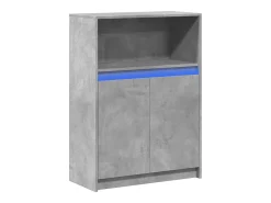 Aparador con LED gris hormigón 72x34x100 cm madera de ingeniería