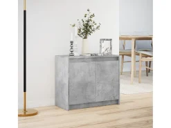 Aparador con LED gris hormigón 72x34x61 cm madera de ingeniería