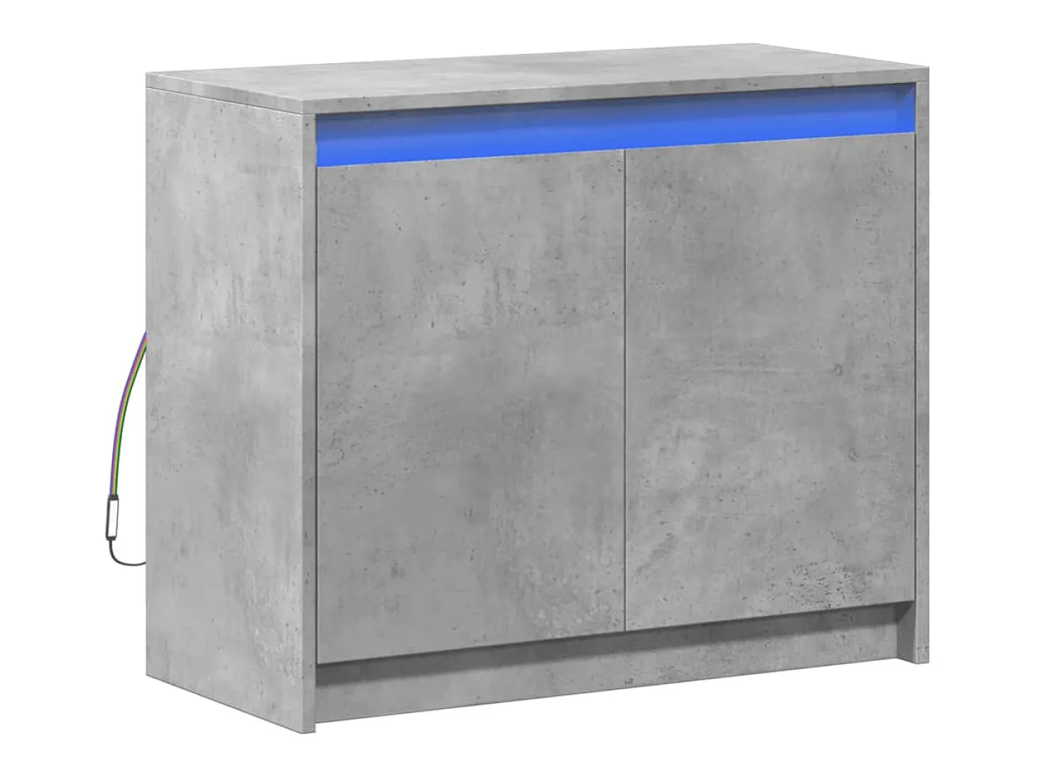 Aparador con LED gris hormigón 72x34x61 cm madera de ingeniería