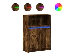 Aparador con LED madera ingeniería roble ahumado 72x34x100 cm