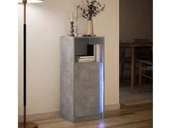 Aparador con LED madera ingeniería gris hormigón 42,5x34x100 cm