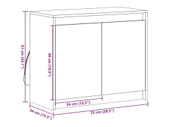 Aparador con LED madera ingeniería roble ahumado 72x34x61 cm