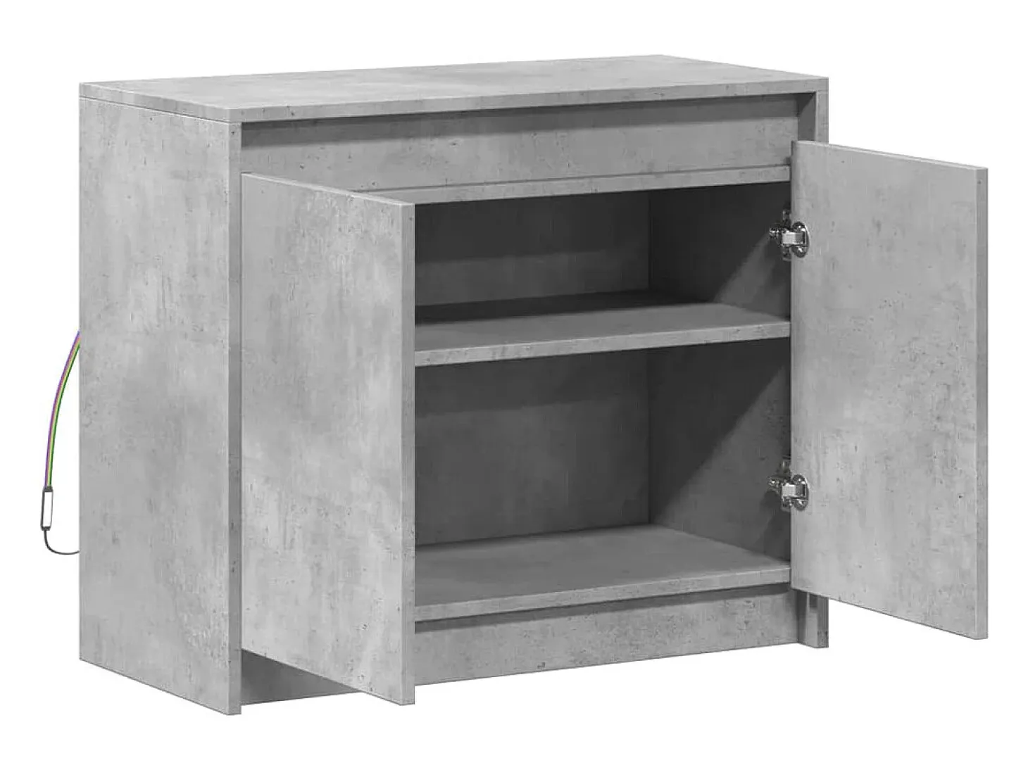 Aparador con LED madera ingeniería gris hormigón 72x34x61 cm