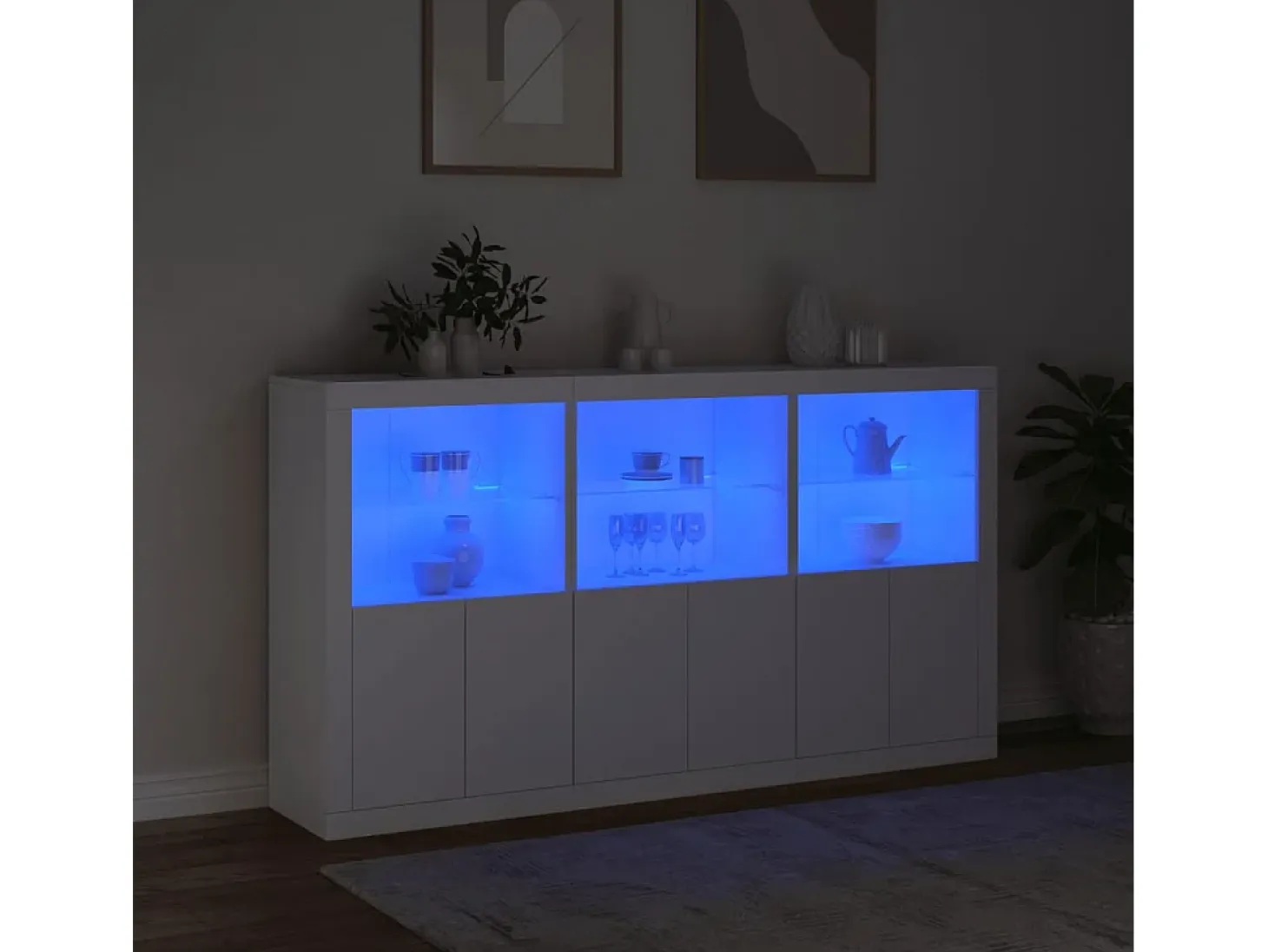 Aparador con luces LED blanco 181,5x37x100 cm