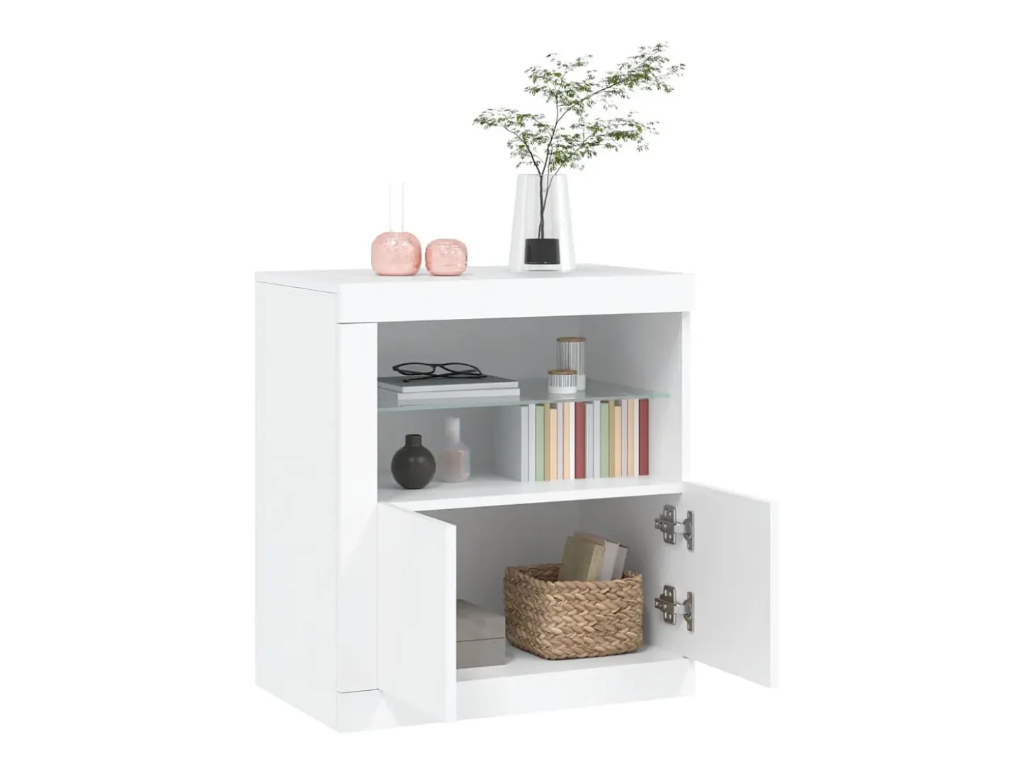 Aparador con luces LED blanco 60,5x37x67 cm