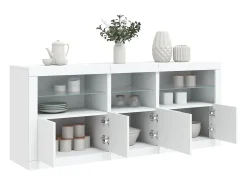 Aparador con luces LED blanco 162x37x67 cm ES552274