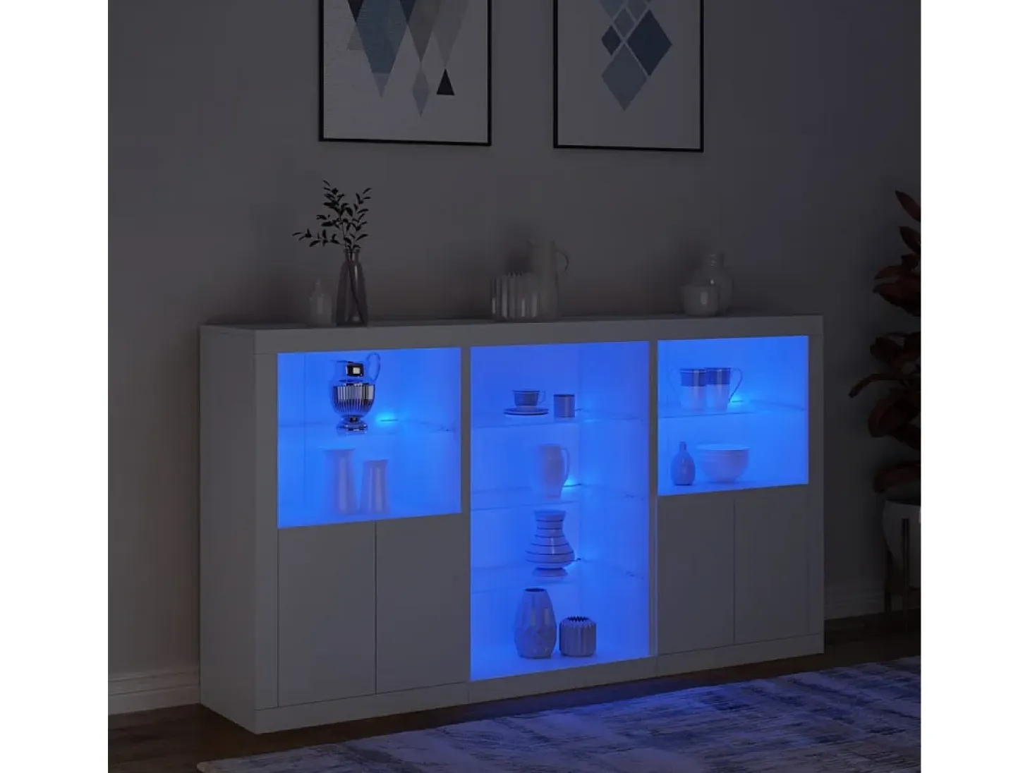 Aparador con luces LED blanco 181,5x37x100 cm