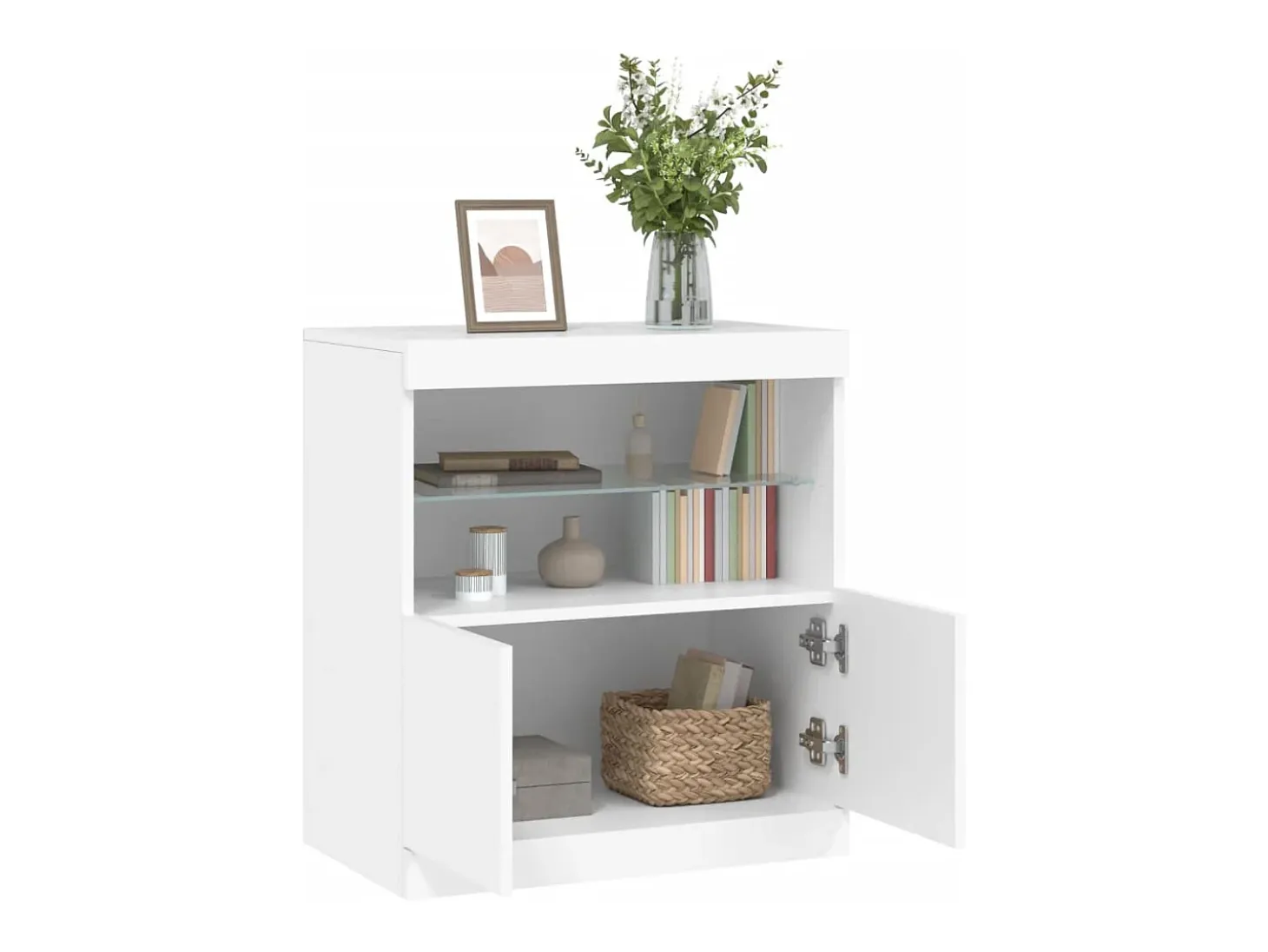 Aparador con luces LED blanco 60x37x67 cm ES956372