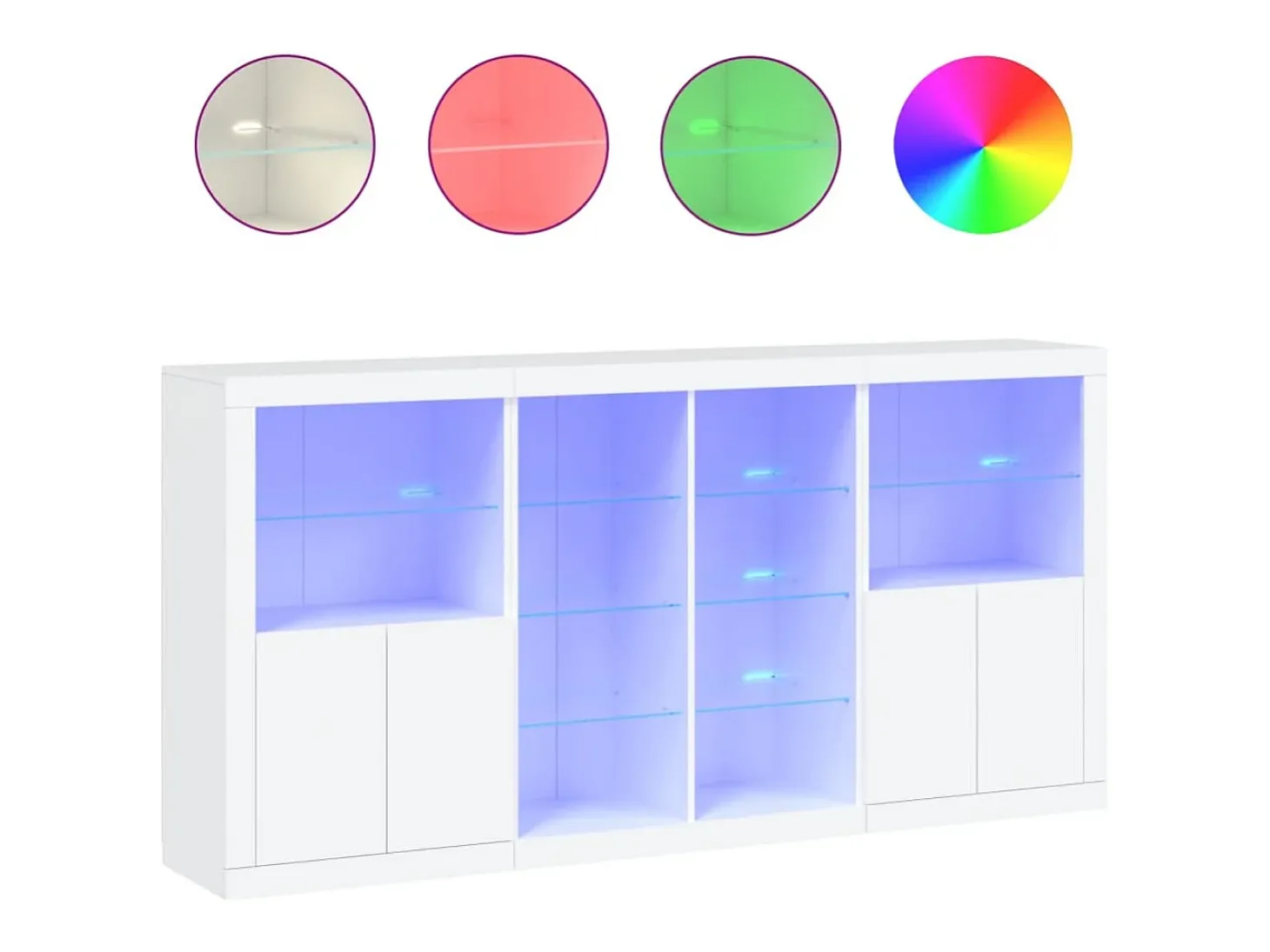 Aparador con luces LED blanco 202x37x100 cm