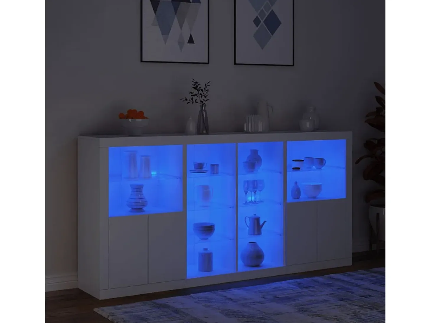 Aparador con luces LED blanco 202x37x100 cm