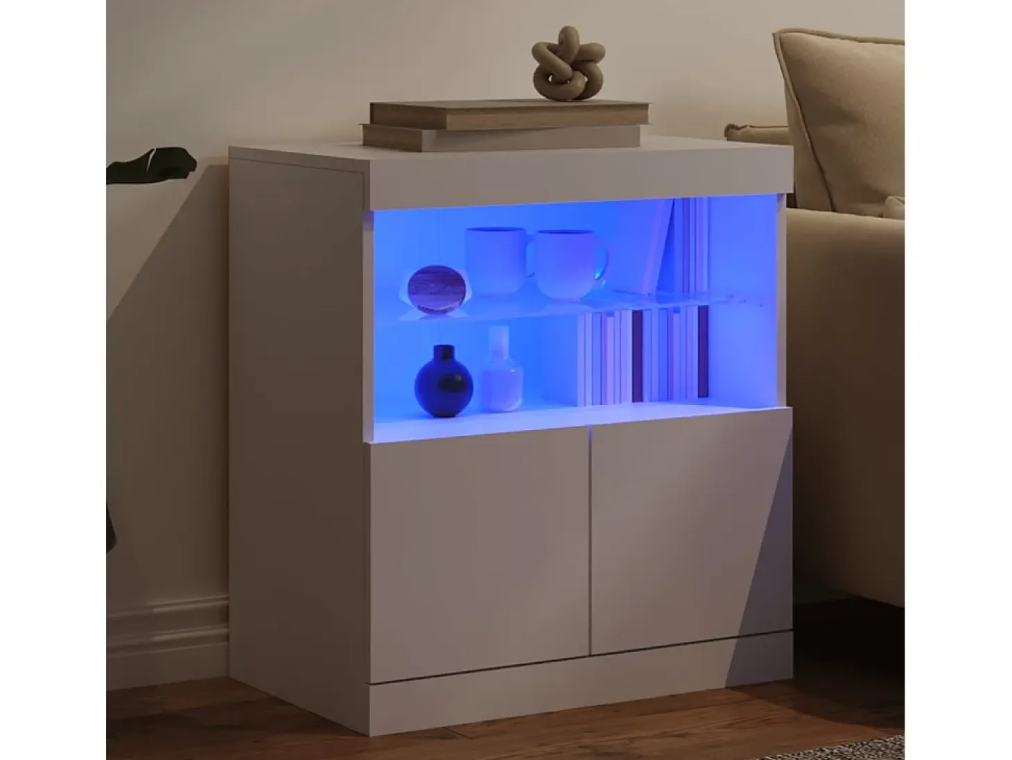 Aparador con luces LED blancas 60x37x67 cm