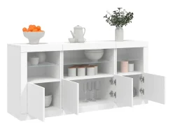 Aparador con luces LED blanco 142,5x37x67 cm