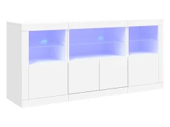Aparador con luces LED blanco 142,5x37x67 cm