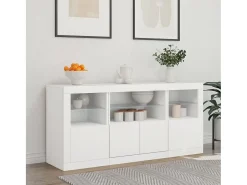 Aparador con luces LED blanco 142,5x37x67 cm