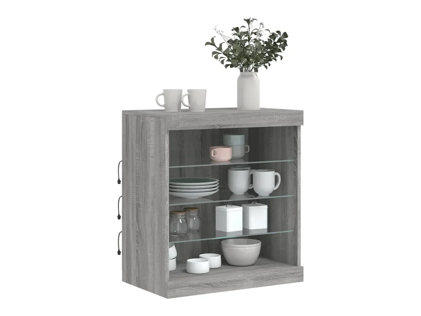 Aparador con luces LED gris Sonoma 60,5x37x67 cm ES339991