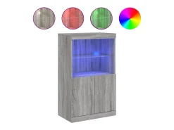 Aparador con luces LED gris Sonoma 60,5x37x100 cm ES543735