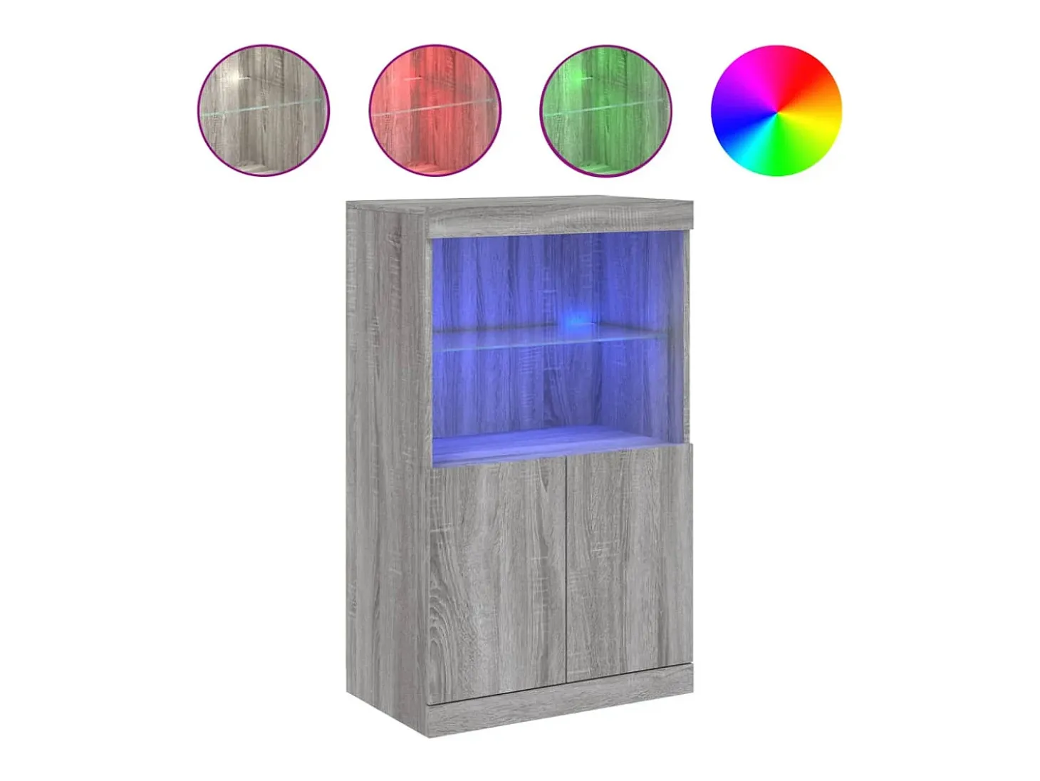 Aparador con luces LED gris Sonoma 60,5x37x100 cm ES543735
