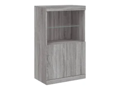 Aparador con luces LED gris Sonoma 60,5x37x100 cm ES543735