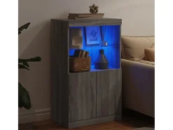 Aparador con luces LED gris Sonoma 60,5x37x100 cm ES543735
