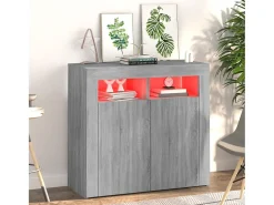 Aparador con luces LED gris Sonoma 80x35x75 cm