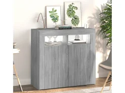 Aparador con luces LED gris Sonoma 80x35x75 cm