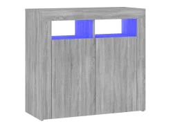 Aparador con luces LED gris Sonoma 80x35x75 cm