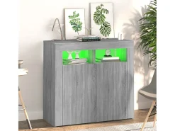 Aparador con luces LED gris Sonoma 80x35x75 cm
