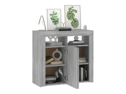 Aparador con luces LED gris Sonoma 80x35x75 cm