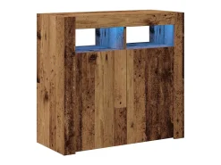 Aparador con luces LED madera ingeniería envejecida 80x35x75 cm