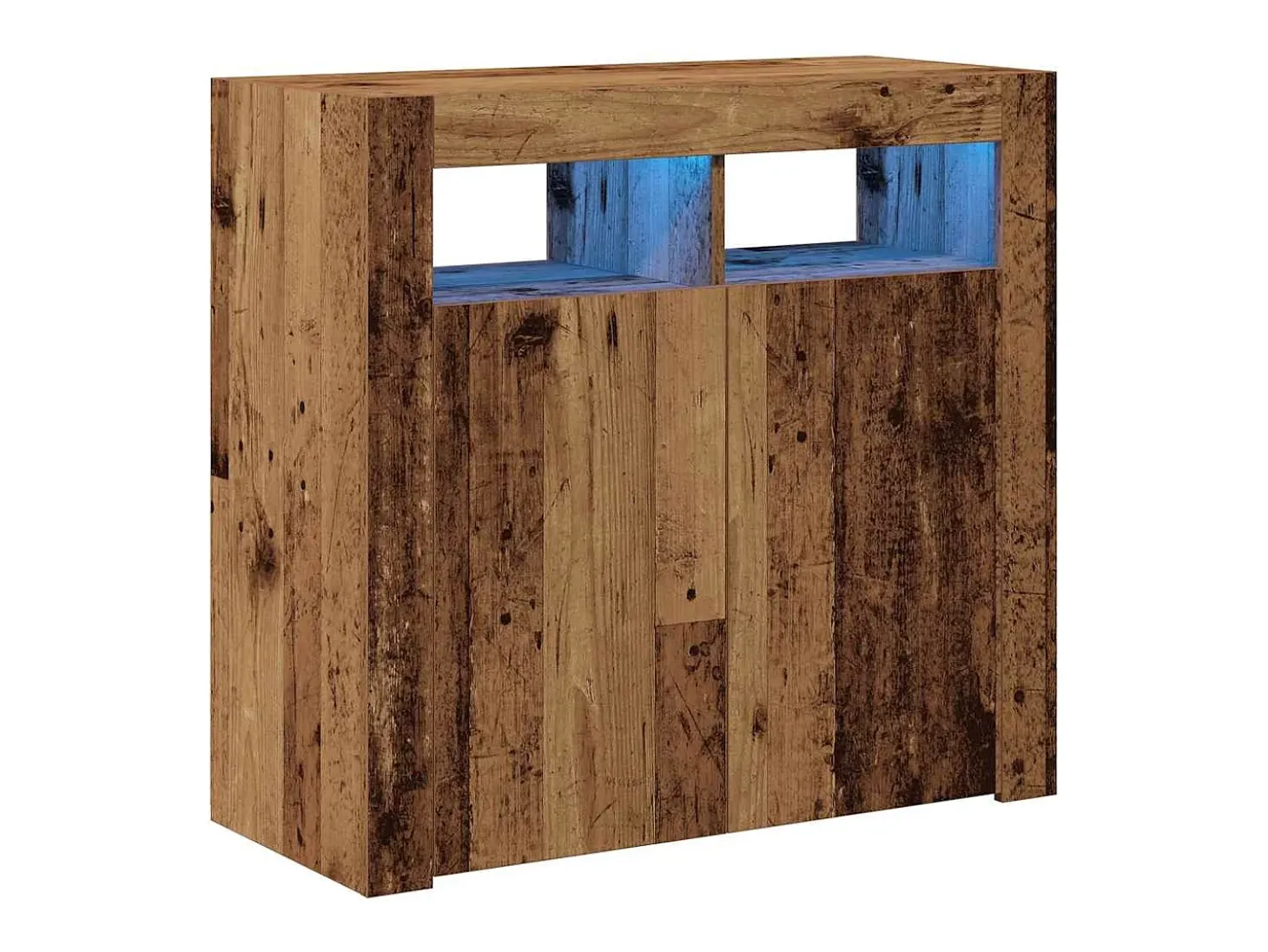 Aparador con luces LED madera ingeniería envejecida 80x35x75 cm