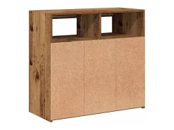 Aparador con luces LED madera ingeniería envejecida 80x35x75 cm