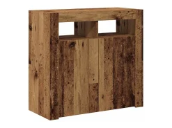 Aparador con luces LED madera ingeniería envejecida 80x35x75 cm